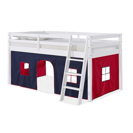 ALATERRE FURNITURE Roxy Twin Wood Junior Loft Bed with White with Blue and Red Tent AJRX10WHATBRE